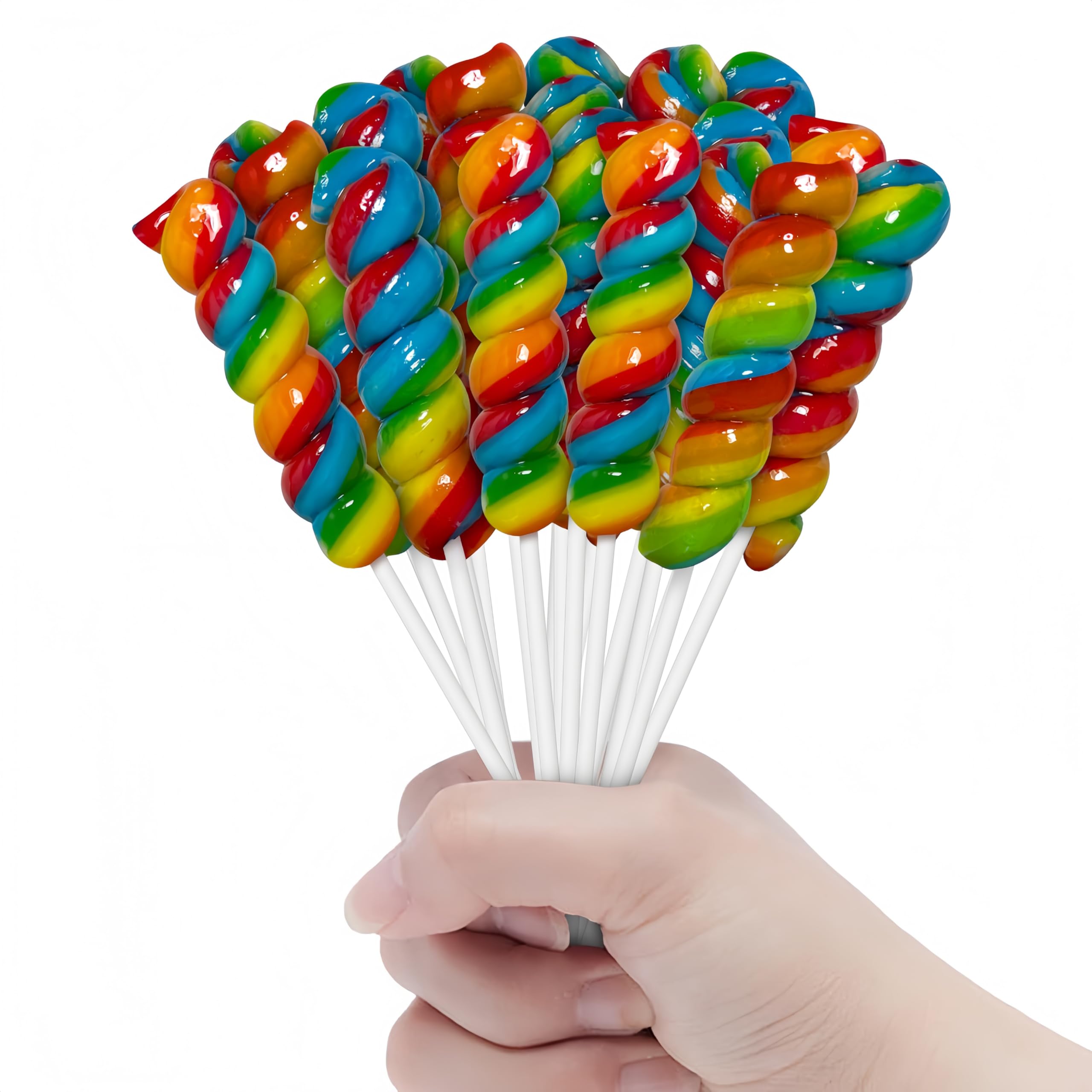 Primary Colors Candy rainbow-twist-lollipops brighten parties with vibrant colors for festive décor.