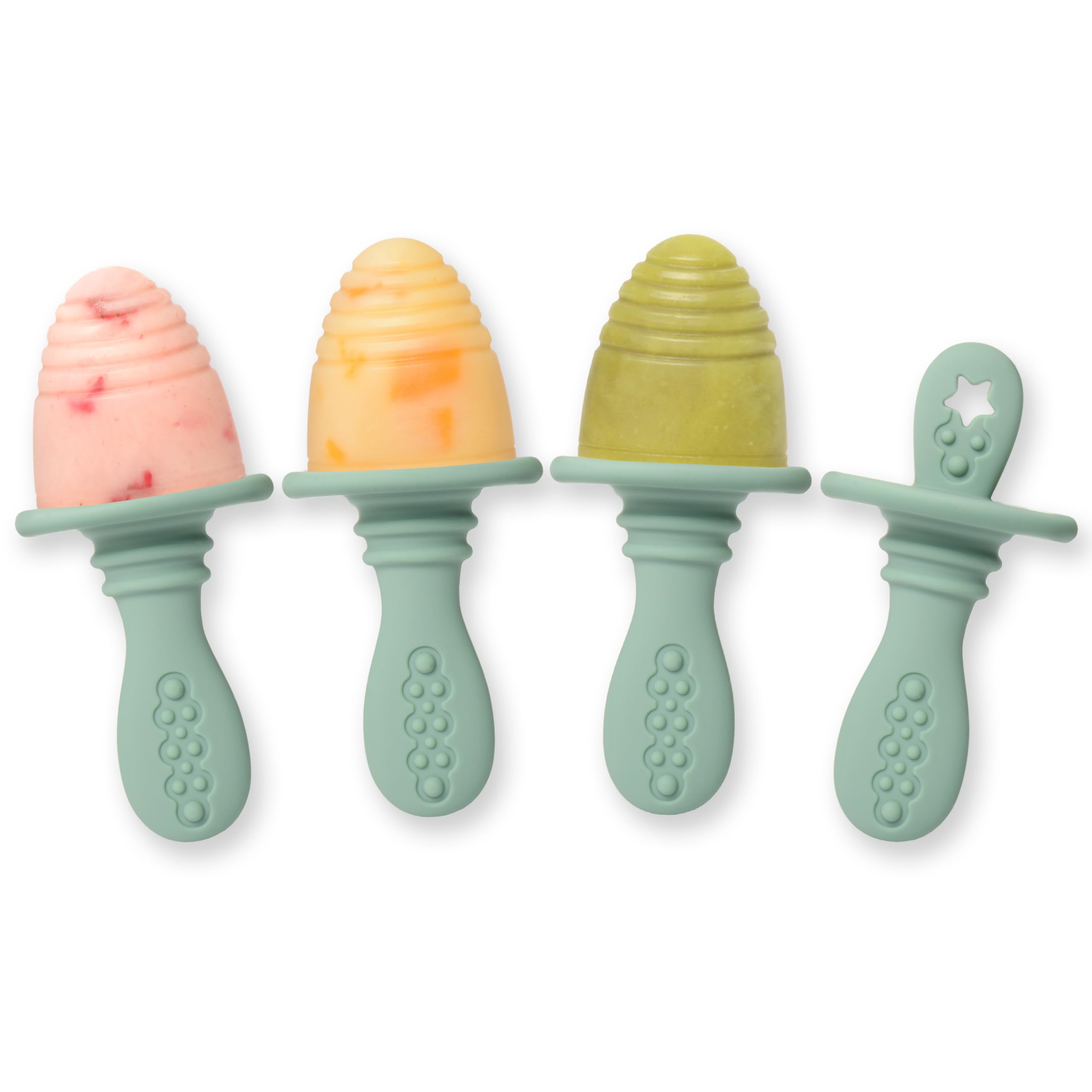 PrimaStella silicone petite popsicle mold in sage for easy self-feeding