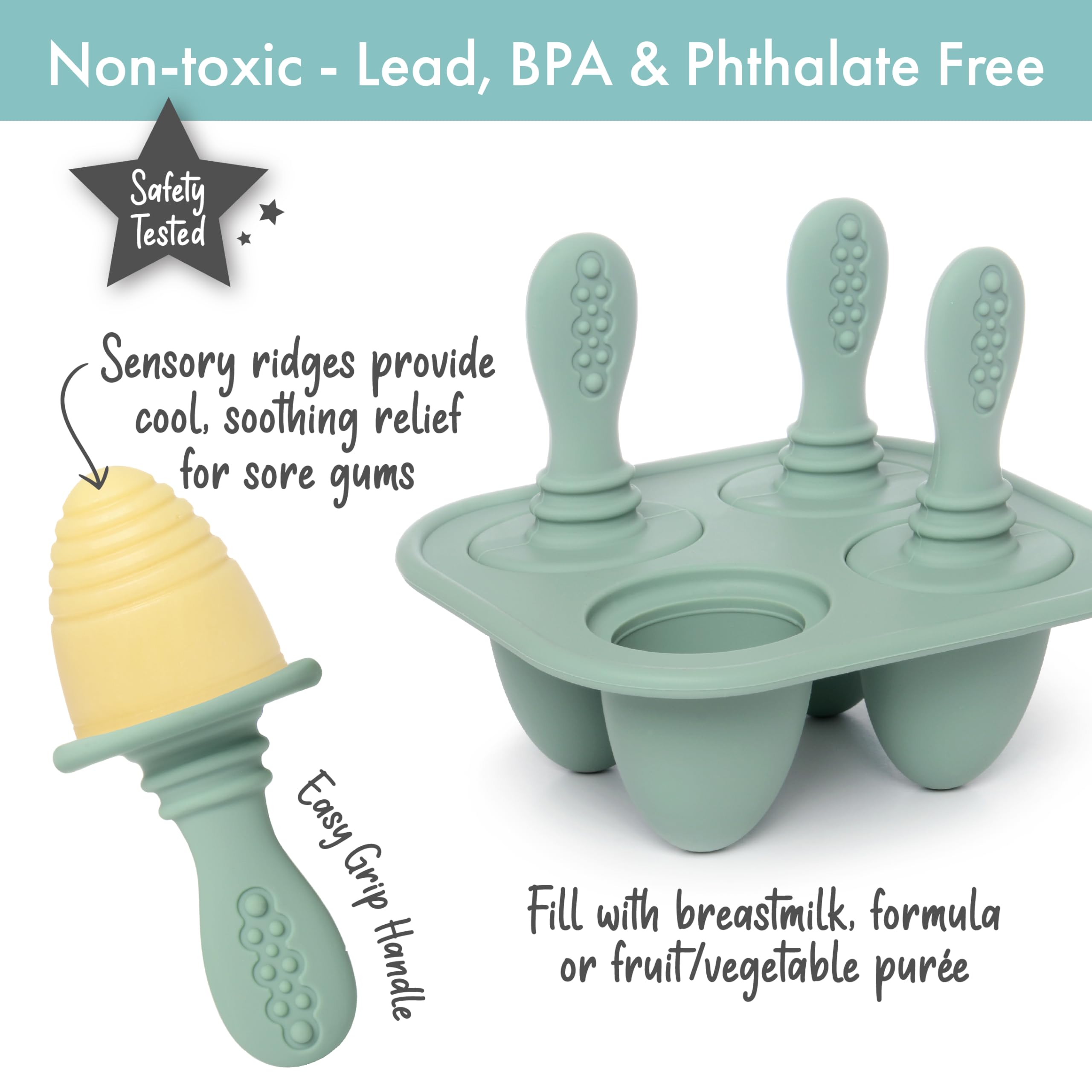 PrimaStella soft textured silicone promotes gentle gum contact during snacks