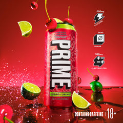 PRIME Energy Cherry Limeade bottle on a desk illustrating convenient energy option