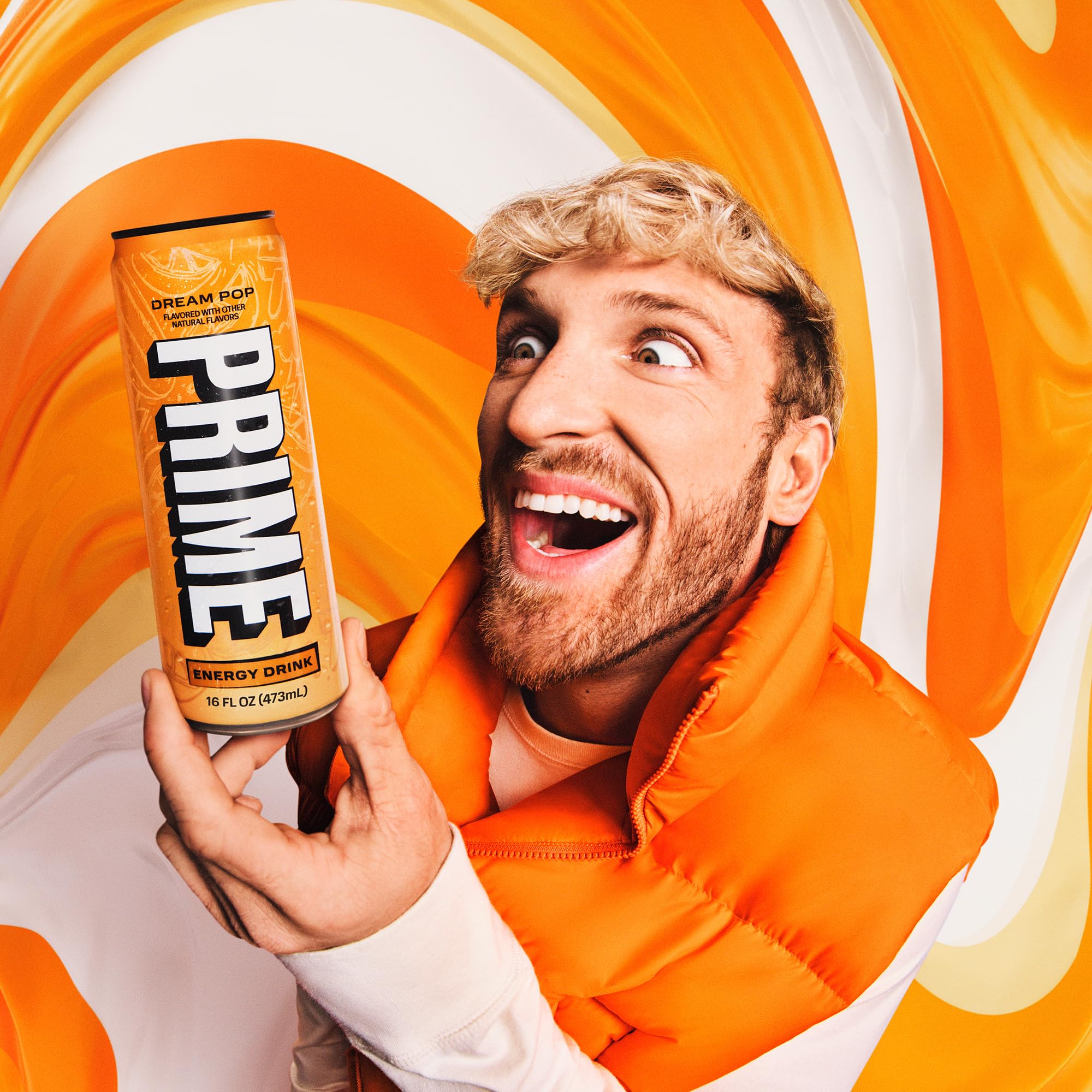 Prime Energy DREAMPOP orange vanilla swirl label for a vibrant flavor vibe.