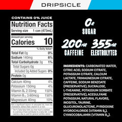 Prime Energy Dripsicle can closeup highlighting 200 mg caffeine and electrolytes
