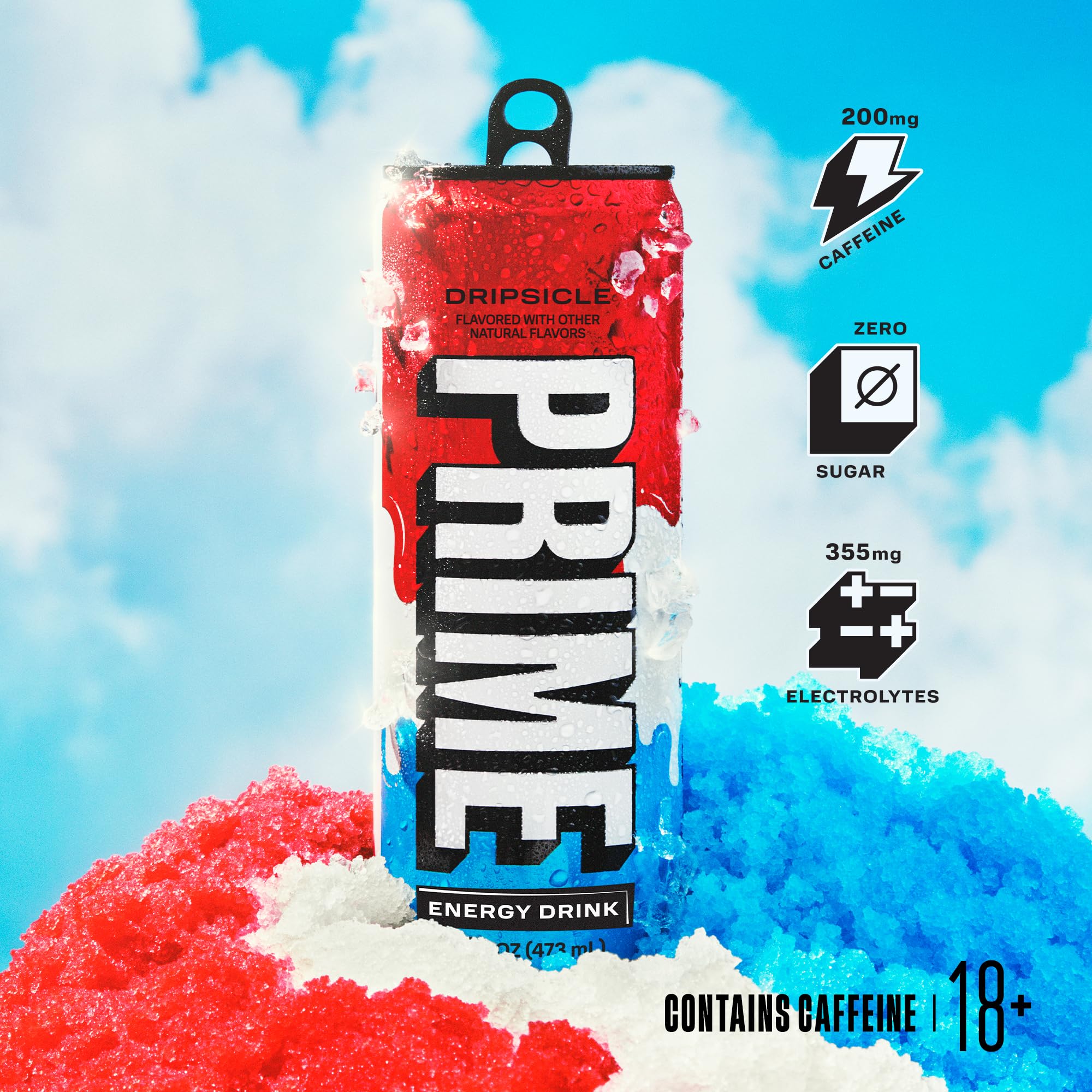 Prime Energy Dripsicle glass with ice illustrating refreshing hydration moments