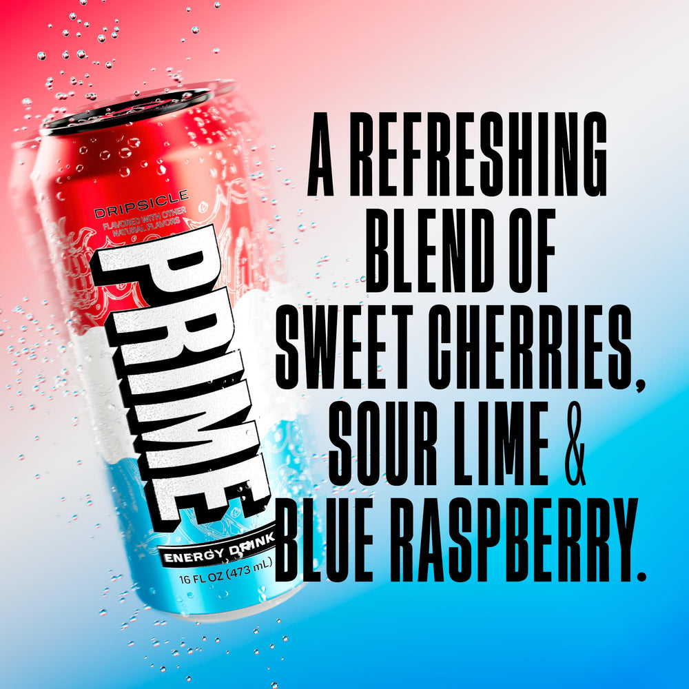Prime Energy Dripsicle label detail emphasizing vegan and gluten free