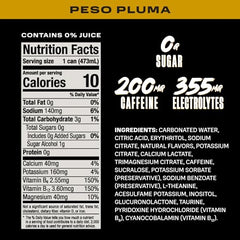 PRIME Energy Peso Pluma can side view emphasizing electrolytes and caffeine.