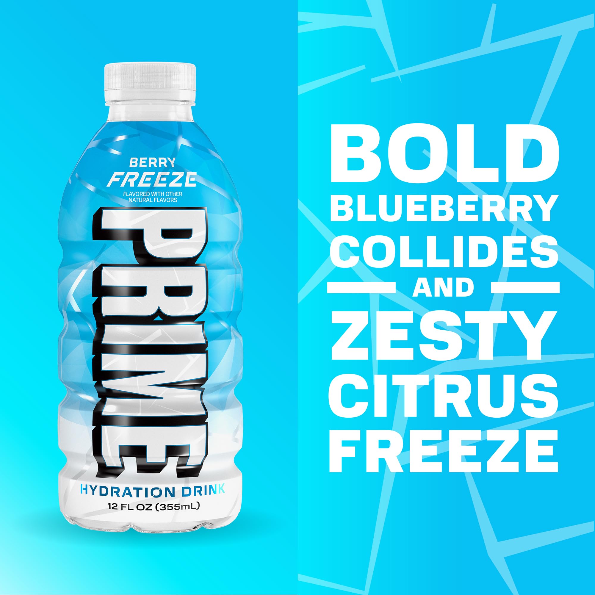 PRIME Hydration 15-pack display shows convenient multi-flavor hydration for on-the-go.