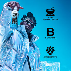 Prime Hydration Berry Freeze glass with ice for cooling refreshment after activity.