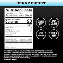 Prime Hydration Berry Freeze being poured over ice for refreshing flavor.