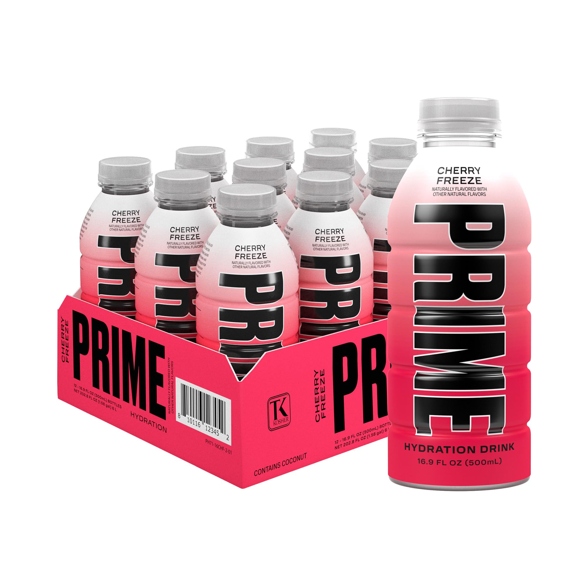 PRIME Hydration Cherry Freeze bottle showing convenient electrolyte boost for workouts