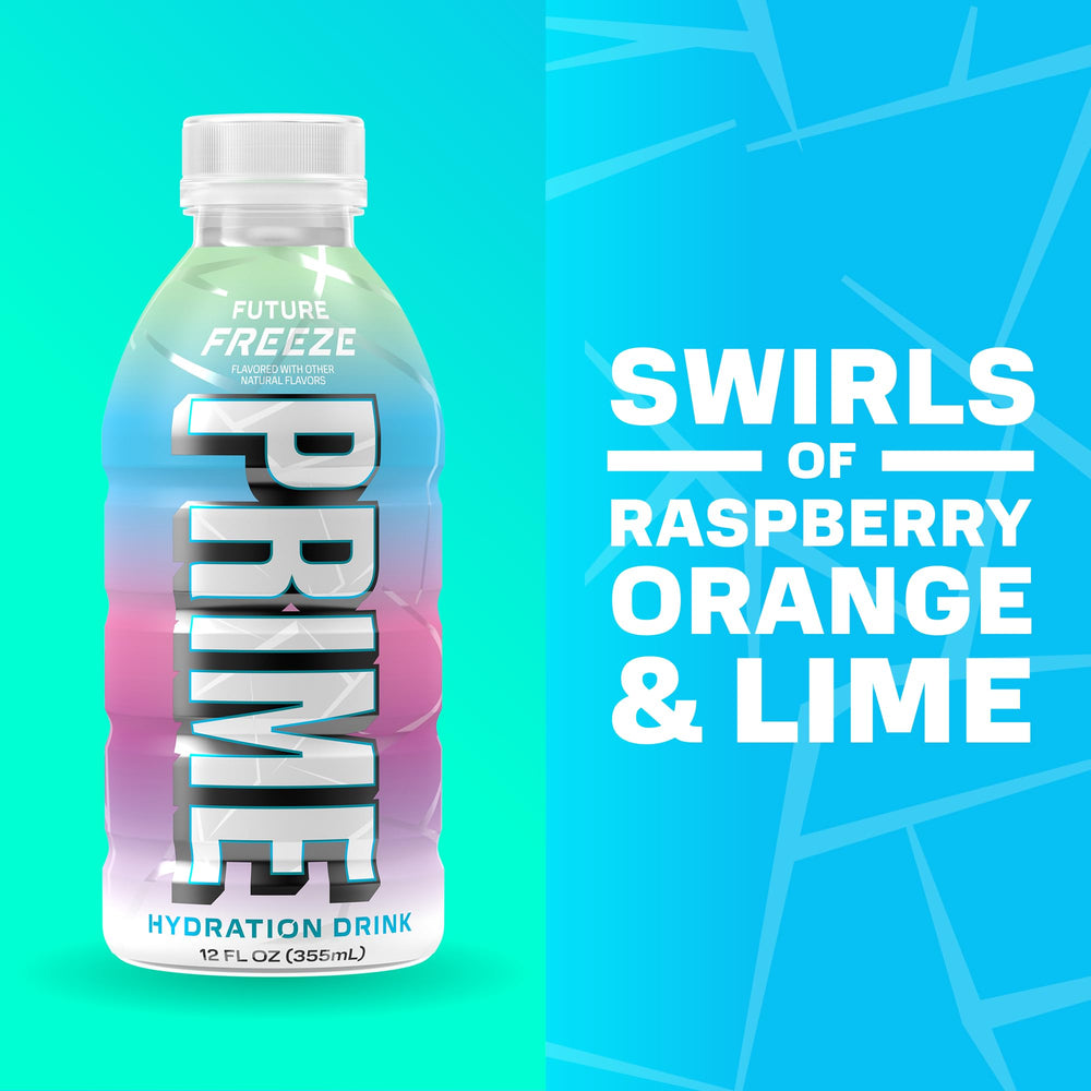PRIME Hydration glass pour showing crisp, refreshing stream after exercise