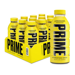 Prime Hydration Lemonade bottle front for on-the-go, refreshing hydration.