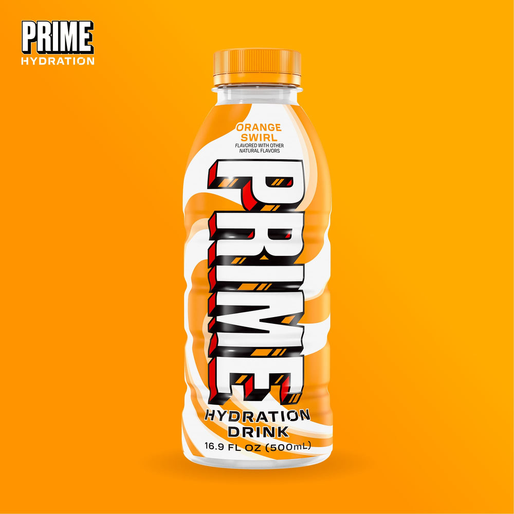 PRIME Hydration Orange Swirl bottle top closeup for easy pouring