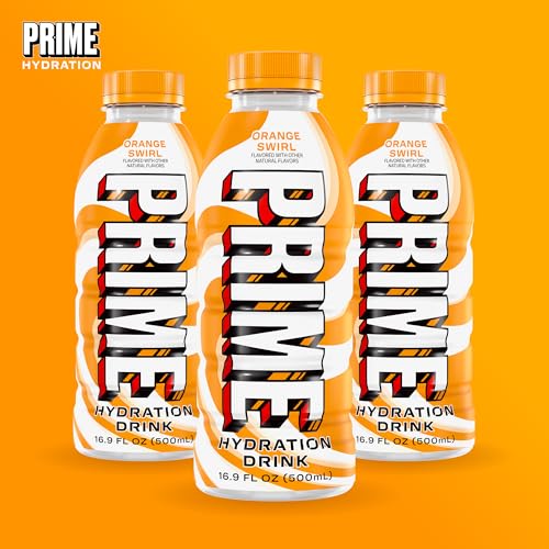 PRIME Hydration Orange Swirl hero shot showcasing bold flavor and thirst-quenching appeal