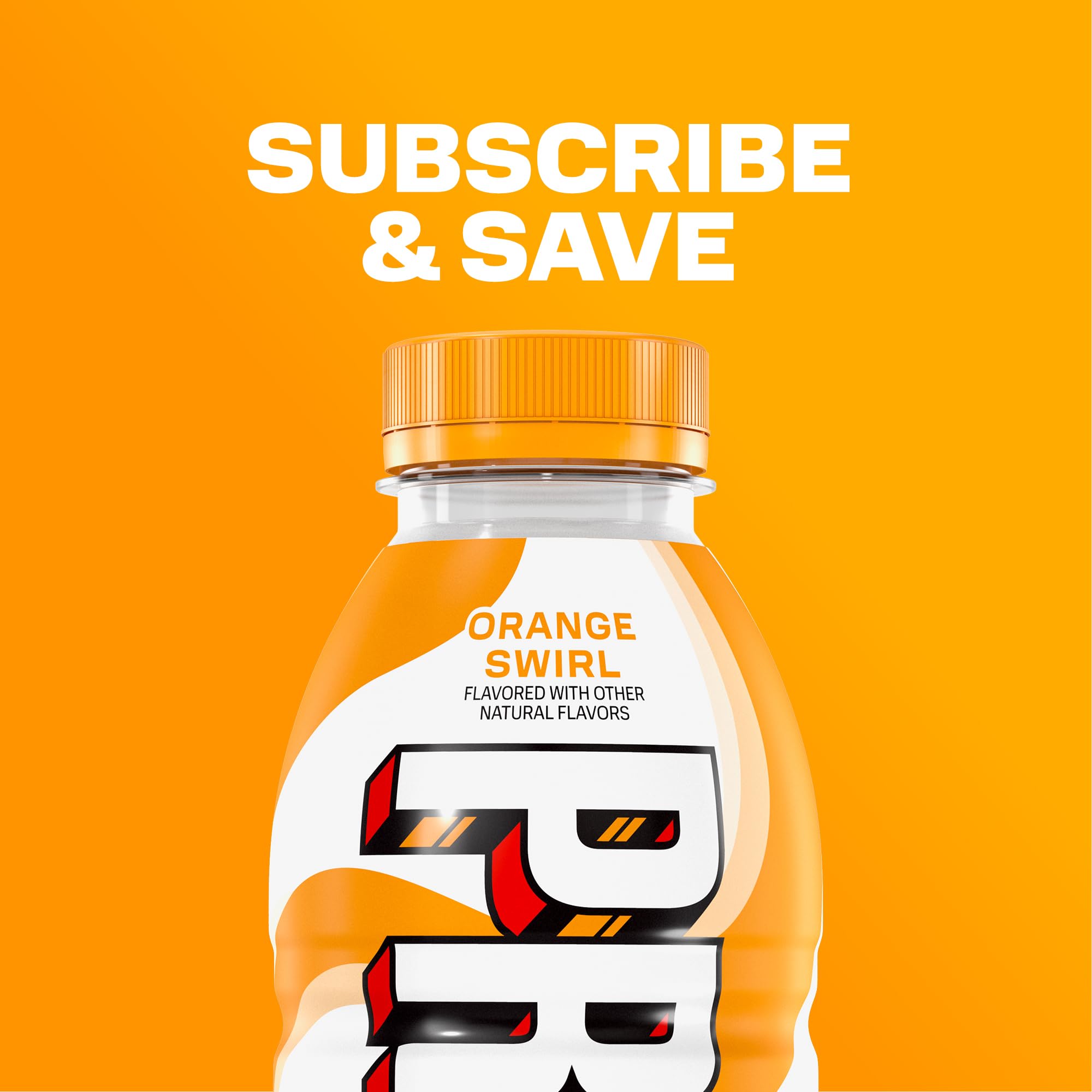 PRIME Hydration Orange Swirl natural flavors badge signaling clean hydration