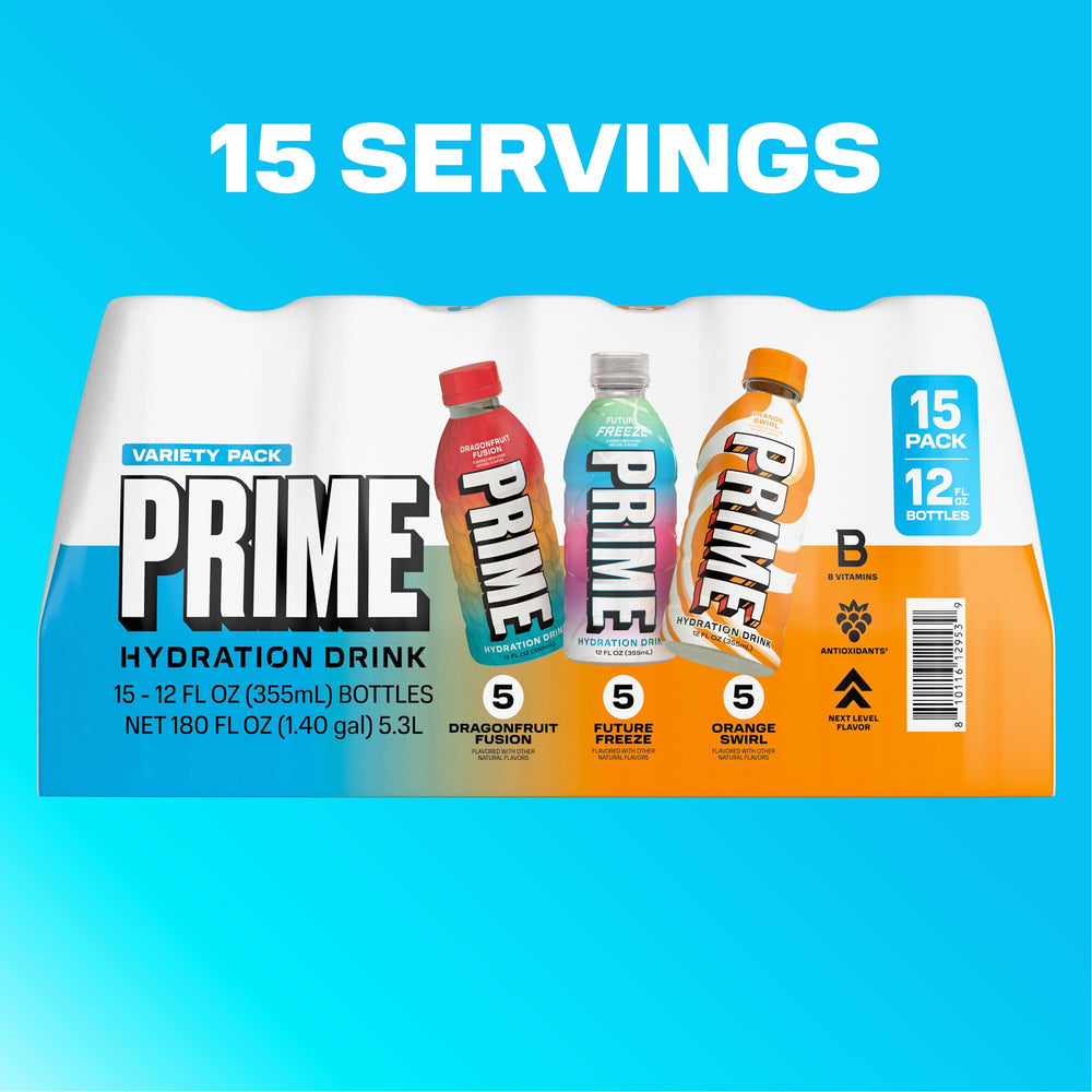 PRIME Hydration 12-pack packaging image highlights convenient multi-pack option