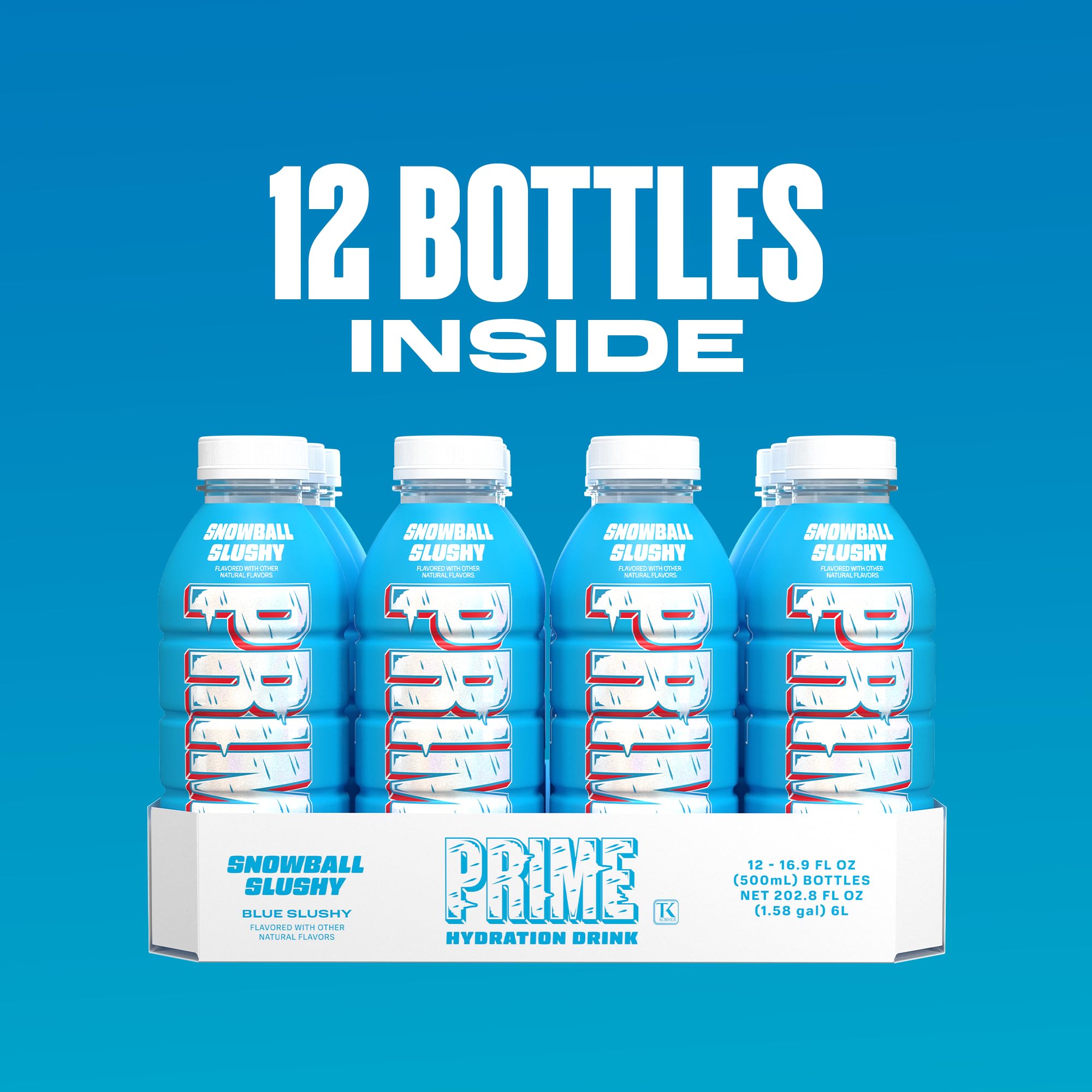 Gym bag scene with PRIME Hydration Snowball Slushy bottle