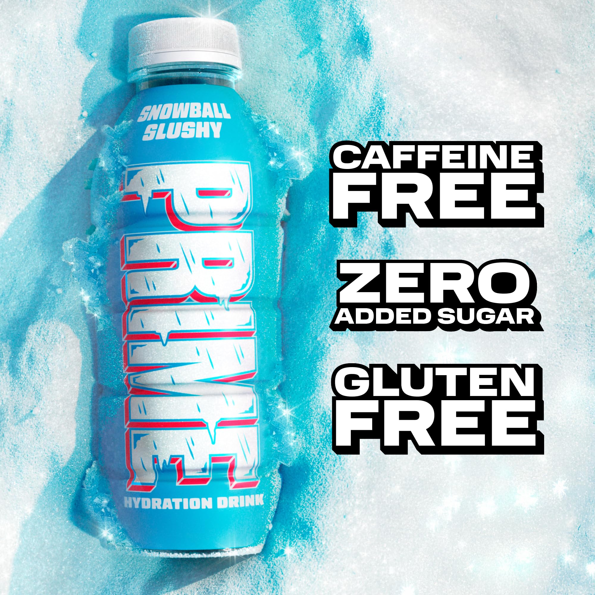 Ingredients view of PRIME Hydration Snowball Slushy highlights coconut water and BCAAs