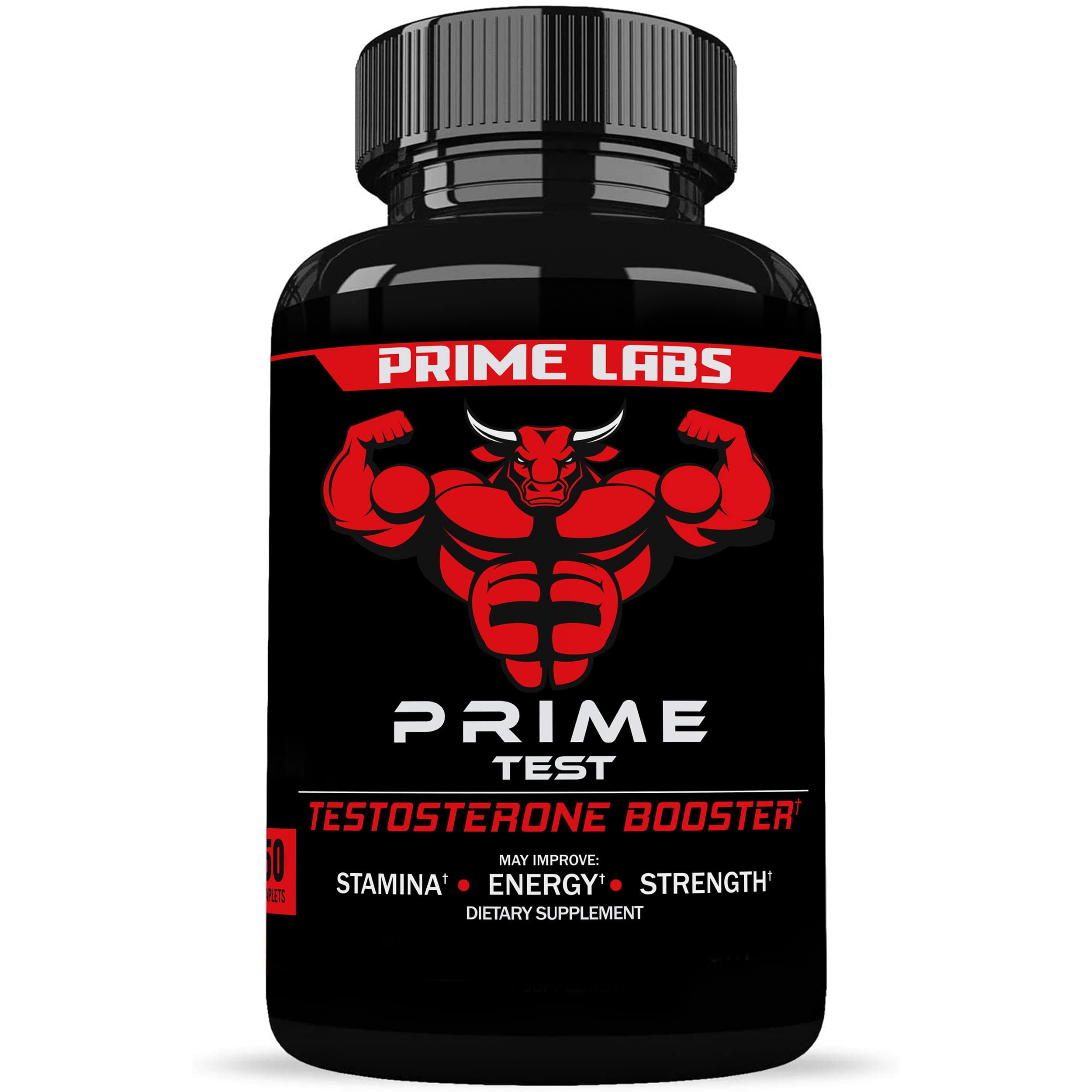 Prime Labs Prime Test bottle front showing sturdy design for daily performance support.