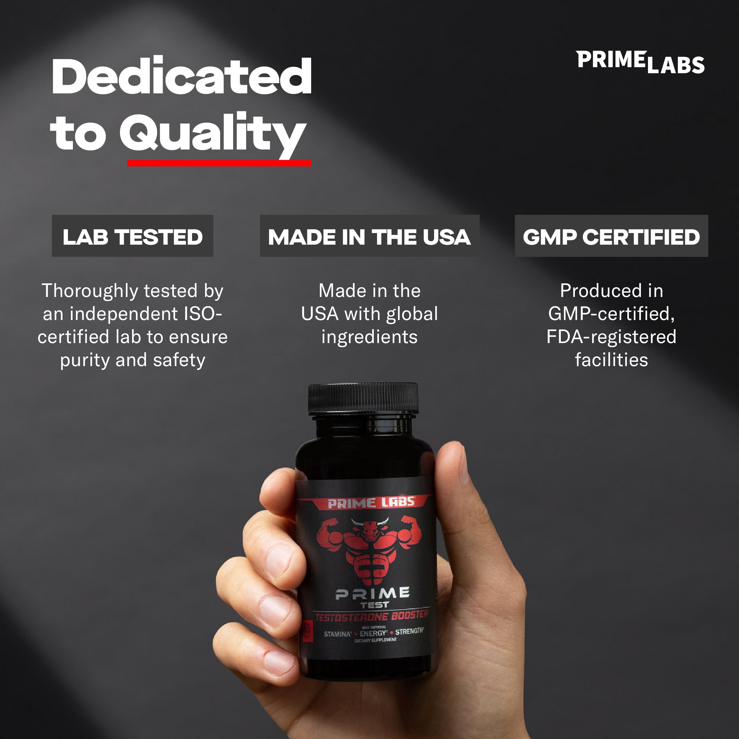 Prime Labs Prime Test tongkat ali ingredient detail communicates plant-based performance support.