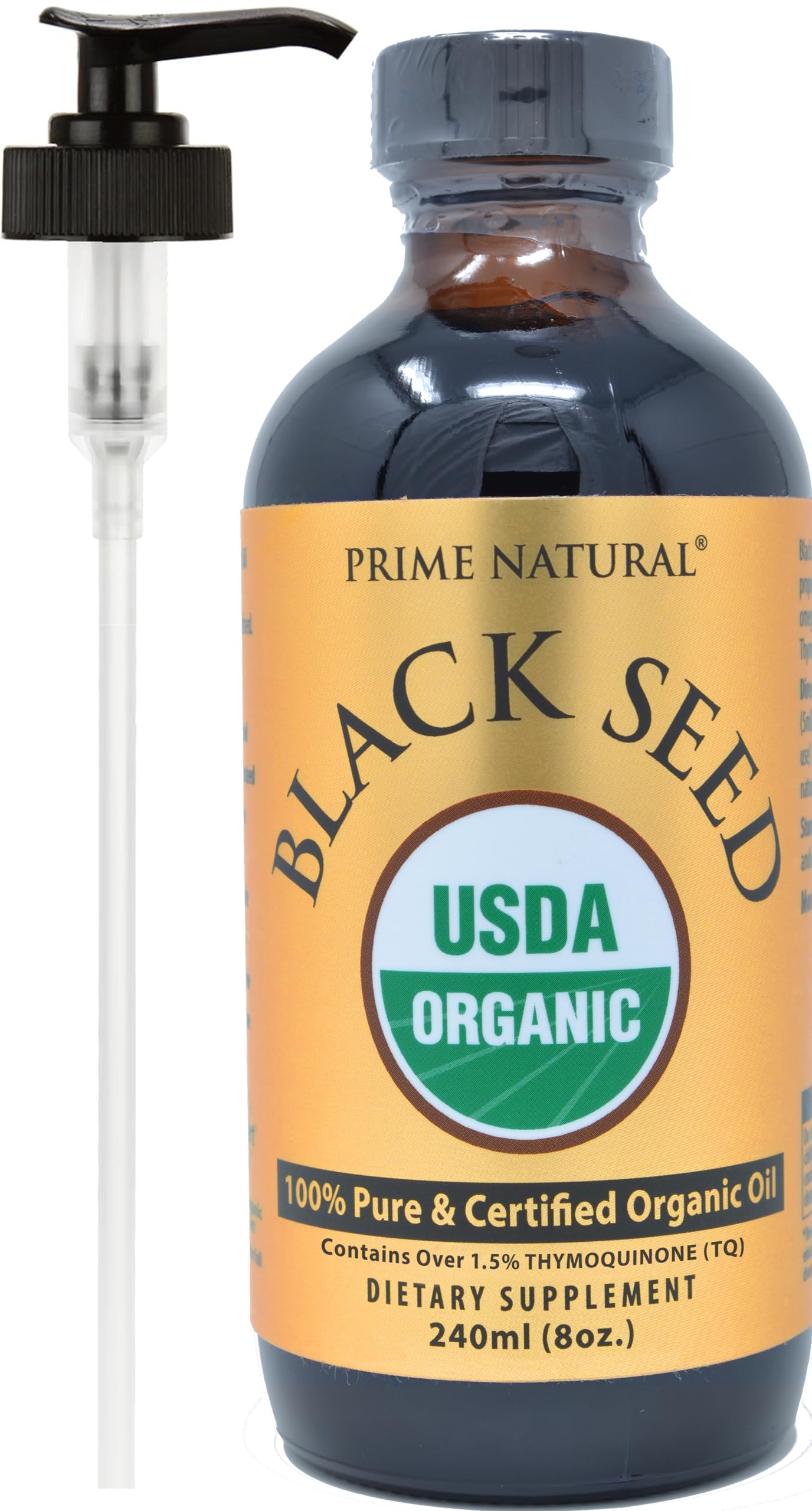 Prime Natural Black Seed Oil bottle showcases cold-pressed purity for daily immune support.