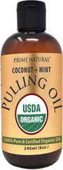 Prime Natural Oil Pulling bottle with coconut and peppermint oils for fresh breath