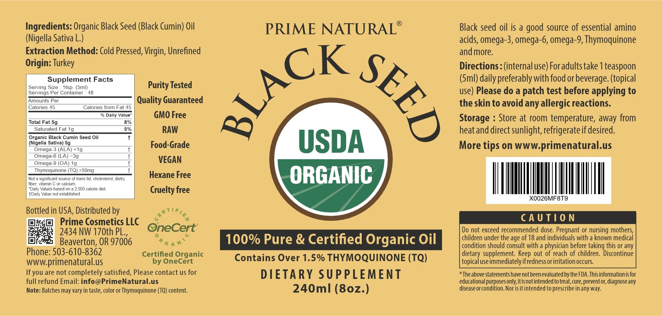 Prime Natural Thymoquinone 1.7% badge communicates potency and lab-tested quality.