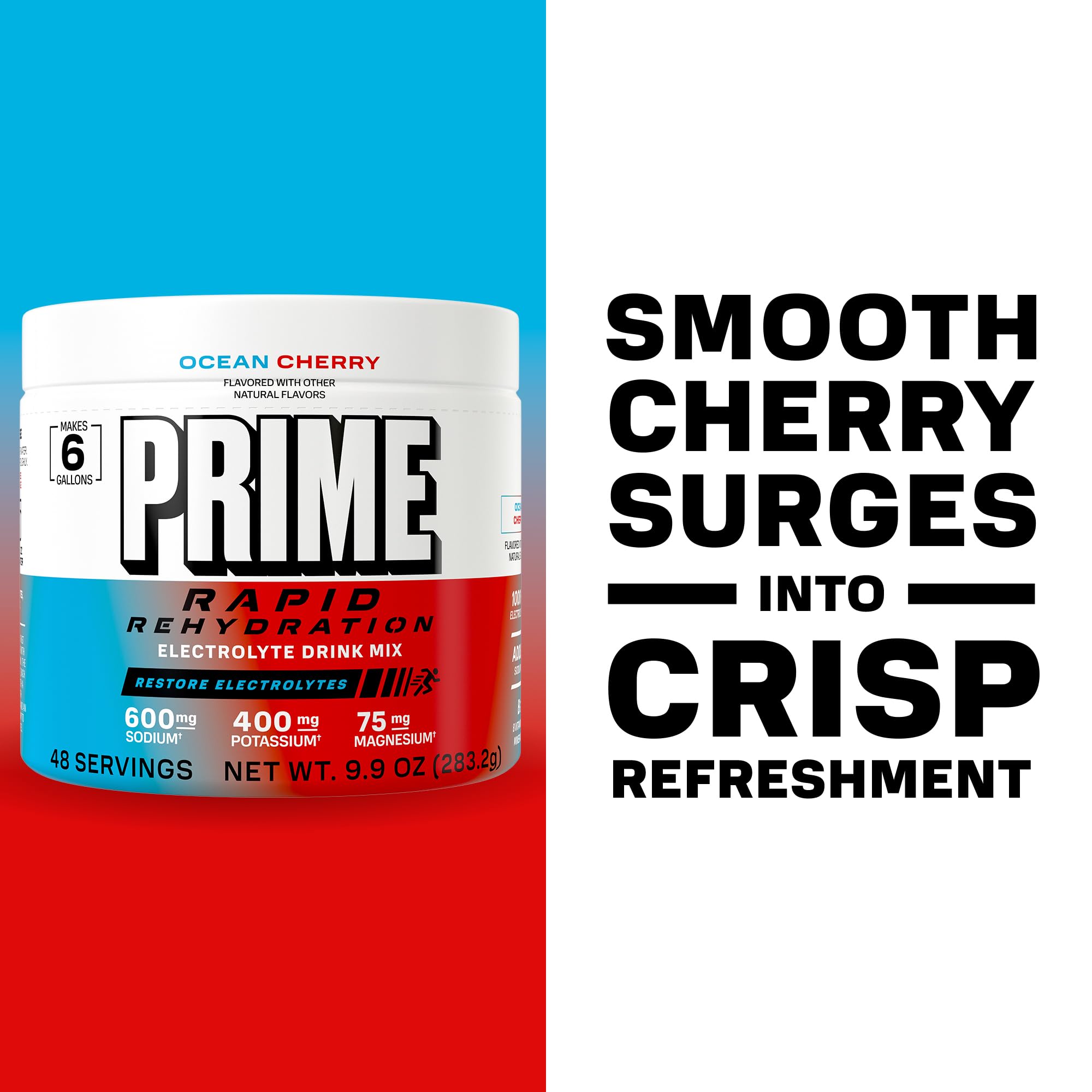 Ocean Cherry flavor shown on PRIME packaging for bold taste.