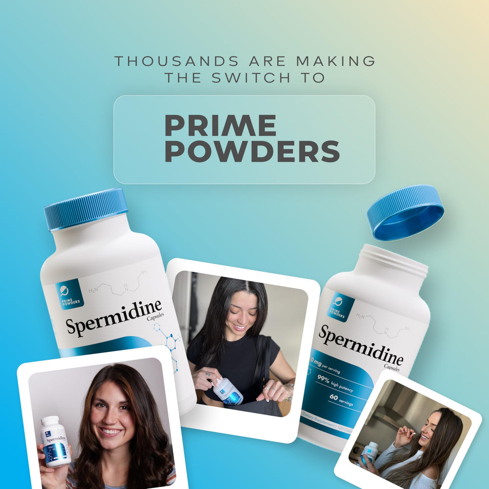 USA-made Prime Powders Spermidine capsules backed by quality-focused production.