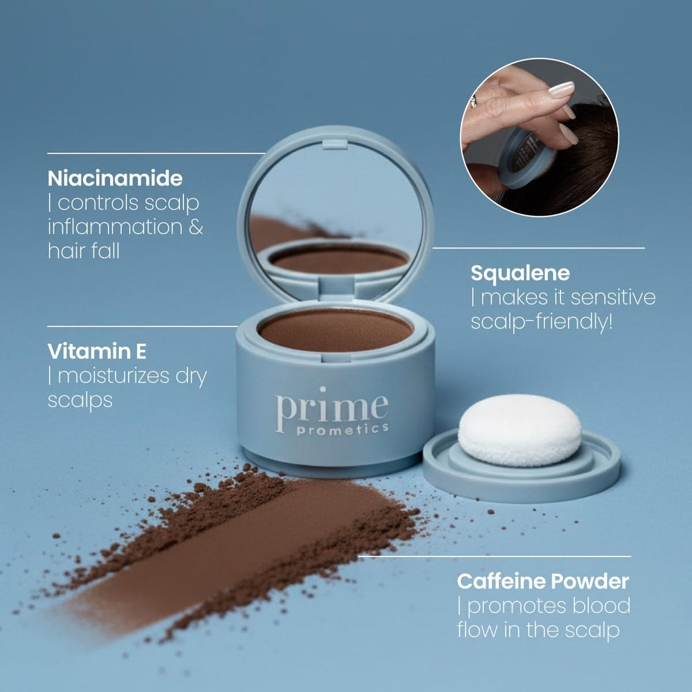 Prime Prometics gray root coverage shows seamless color refresh