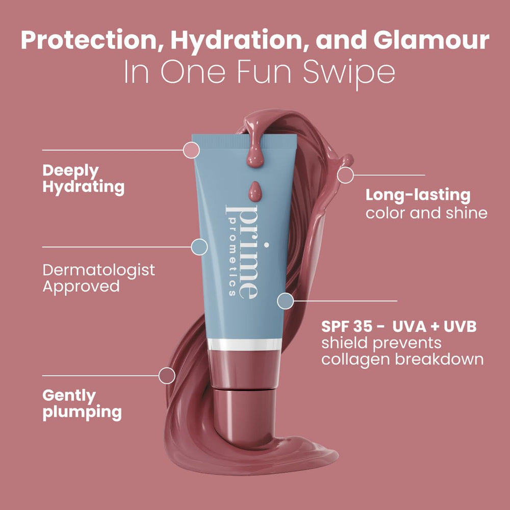 PrimeLip SPF 35 application demonstrates smooth glide and comfortable wear.
