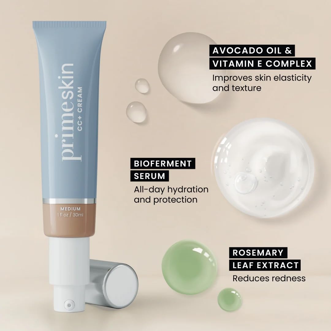 Swatch of PrimeSkin CC+ Cream showing adaptive shade matching.