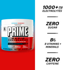 Powder dissolving in water for quick PRIME hydration.