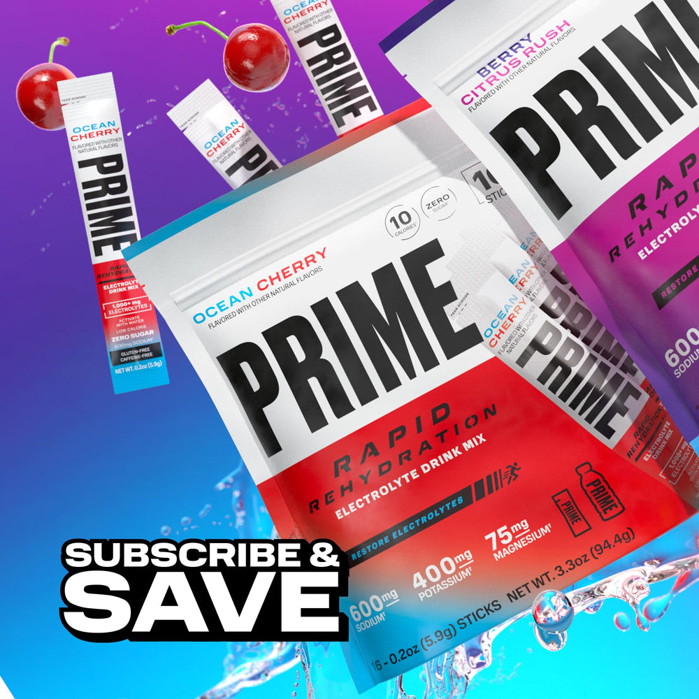 Nutrition panel close-up on Prime Rapid Rehydration Stick.