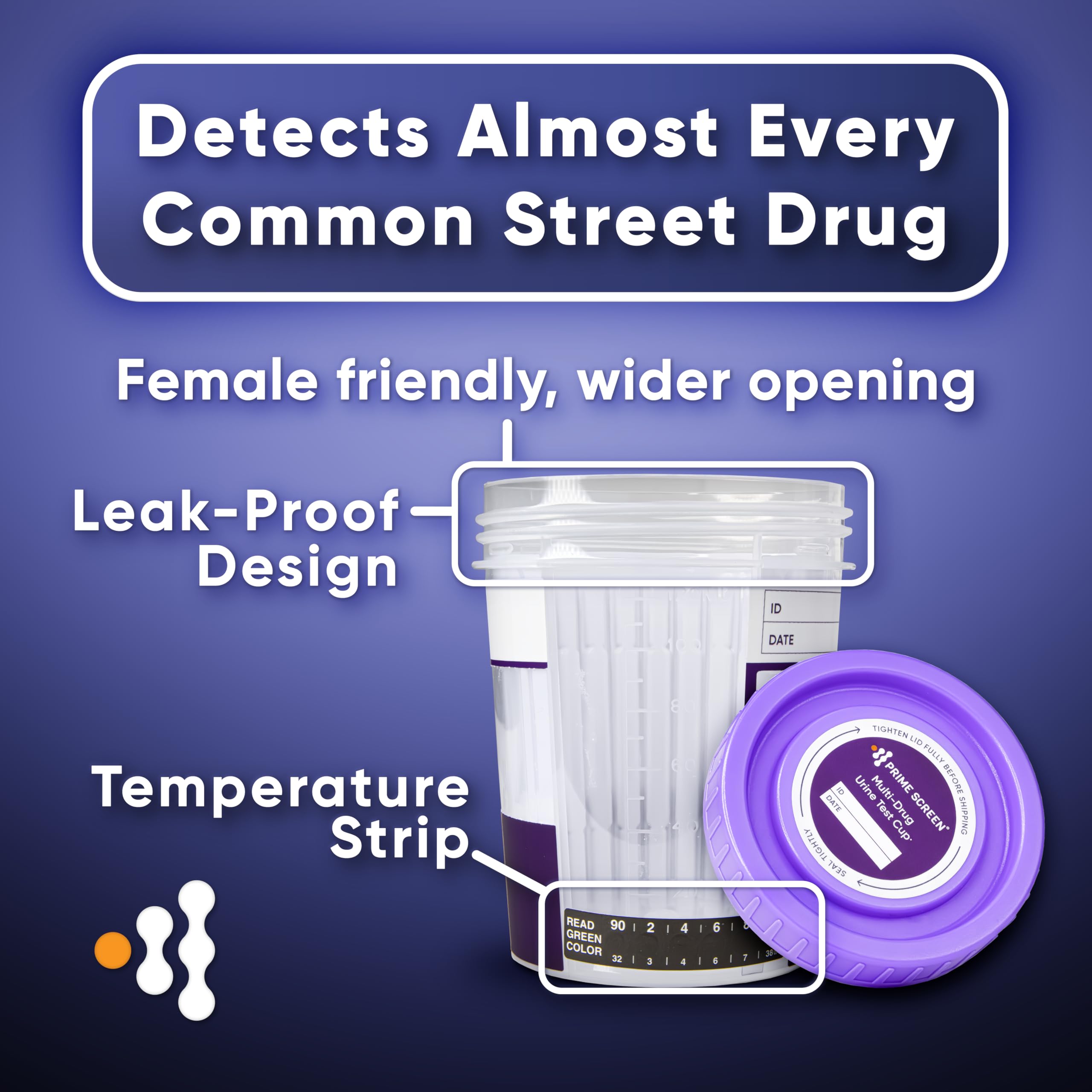 Prime Screen temperature strip verifies specimen validity during testing.