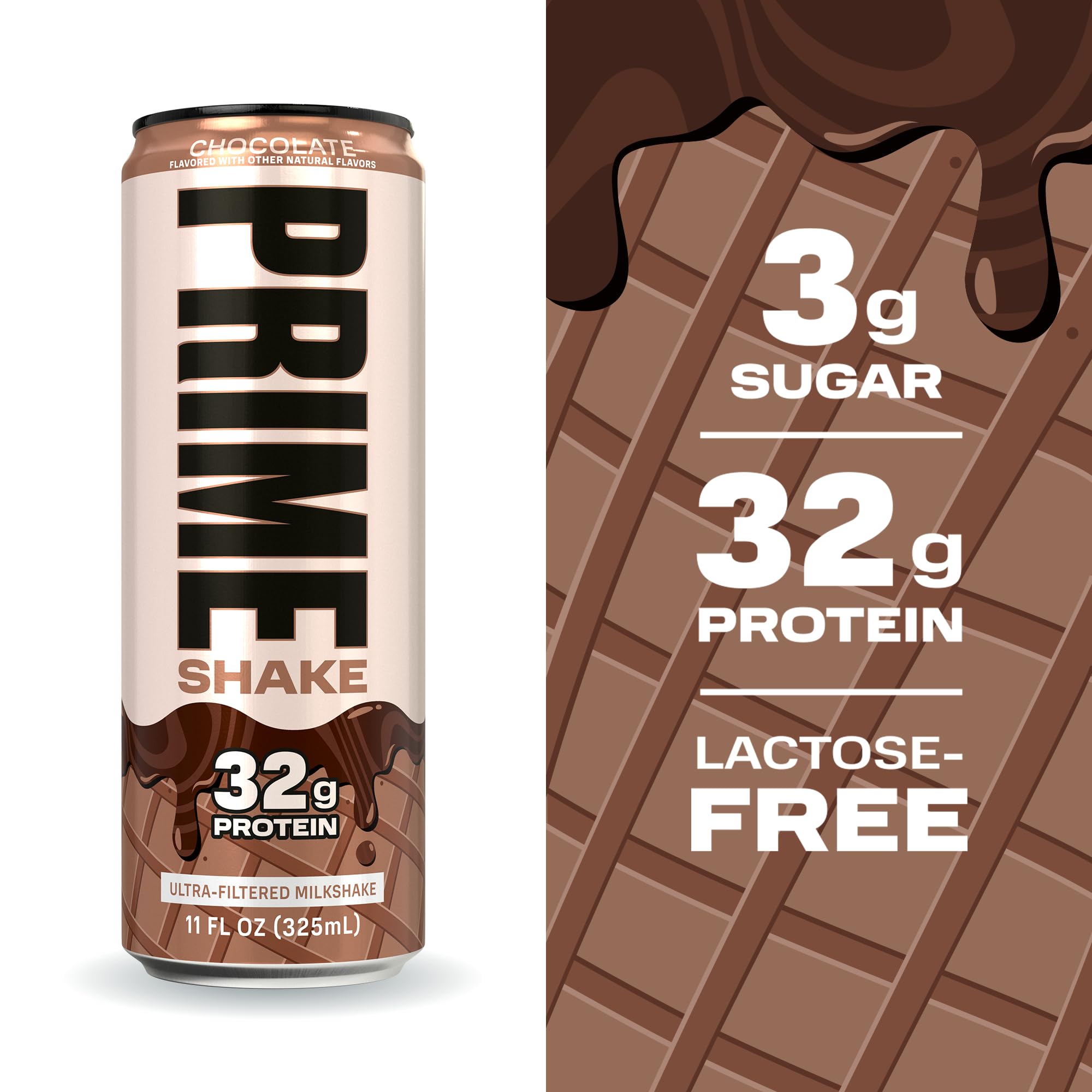 Prime Shakes Chocolate hand holding can during workout break for post-workout recovery