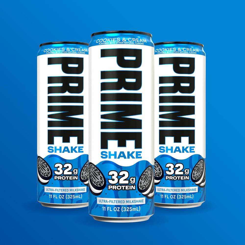12-pack PRIME Shakes Cookies and Cream carton for weekly protein planning.