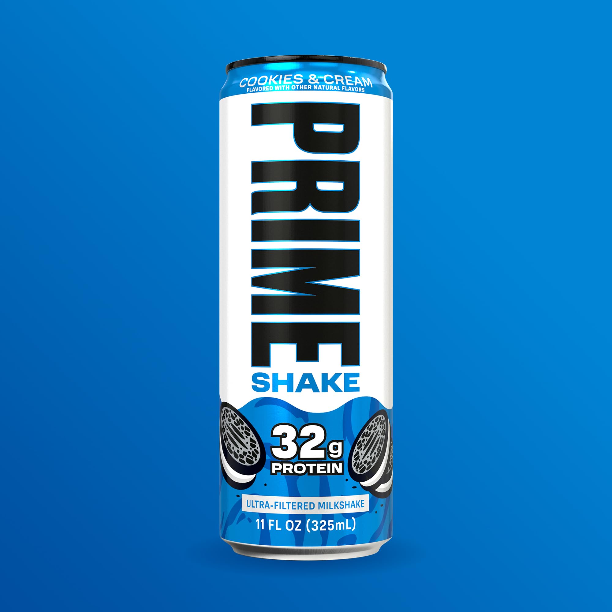 Close-up of PRIME Shakes Cookies and Cream showing smooth, grit-free texture.