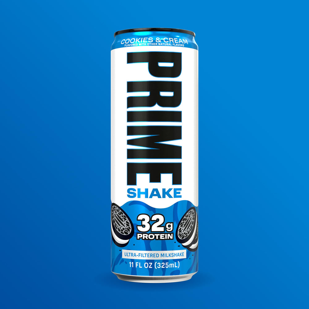 Close-up of PRIME Shakes Cookies and Cream showing smooth, grit-free texture.