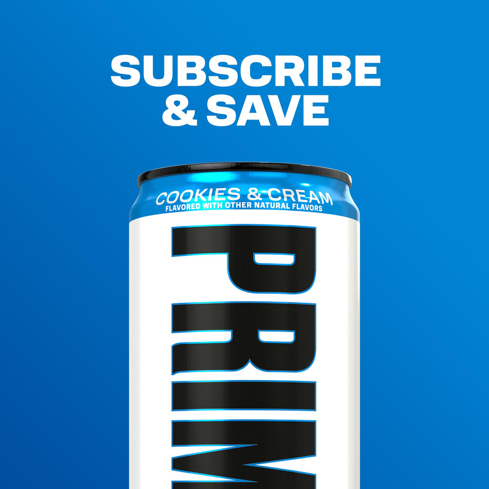 PRIME Shakes Cookies and Cream lactose-free label near the bottle.