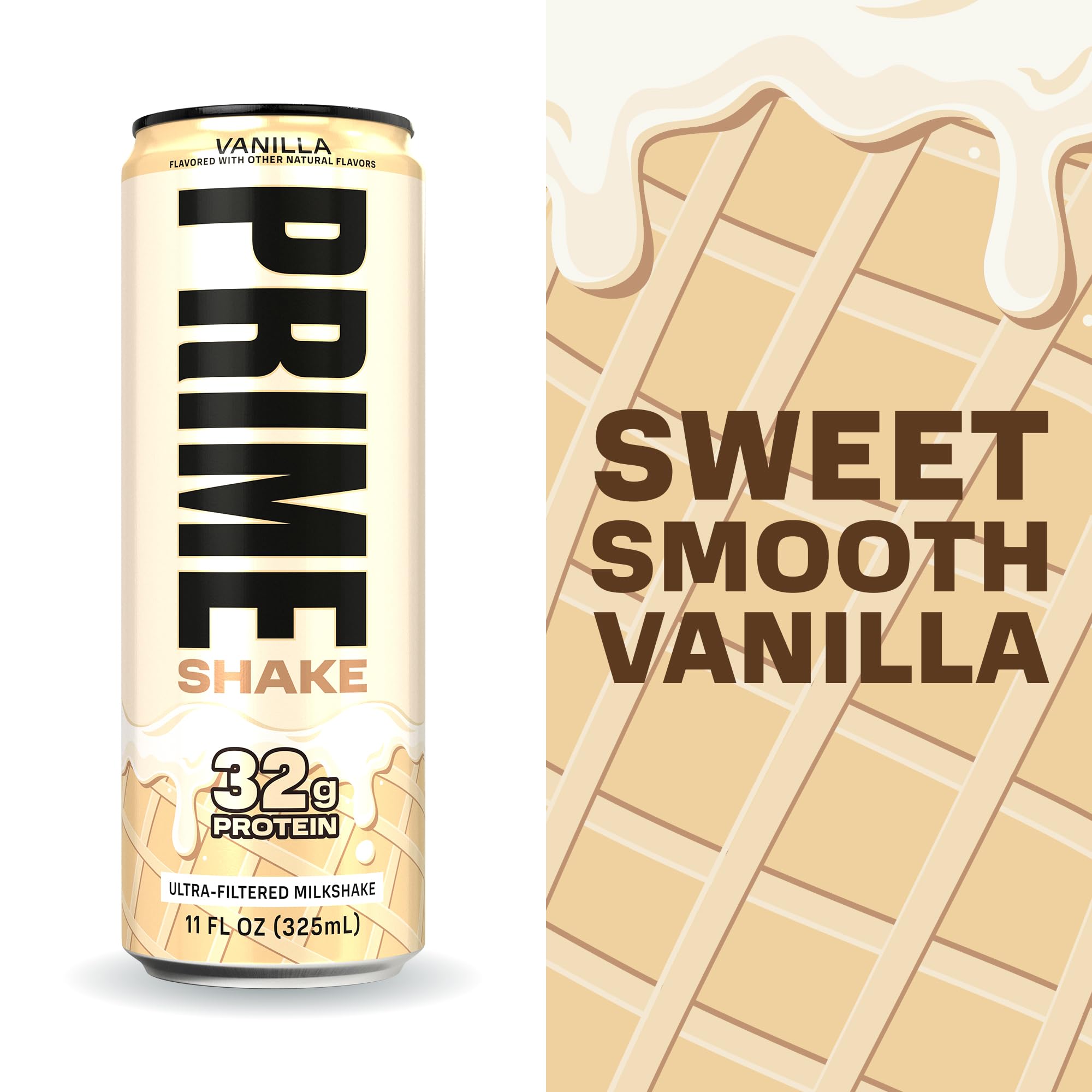 Prime Shakes Vanilla open pour emphasizes ready to drink convenience