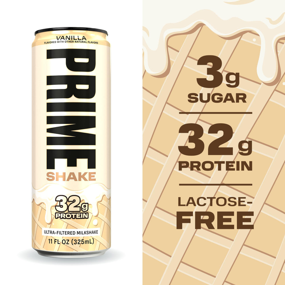 Prime Shakes Vanilla label close up features ProteinLock technology