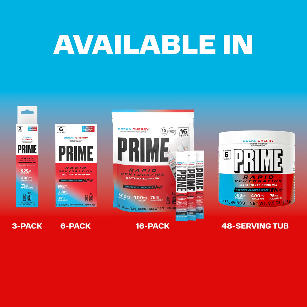 Front view of PRIME tub emphasizes sugar-free, natural flavor.