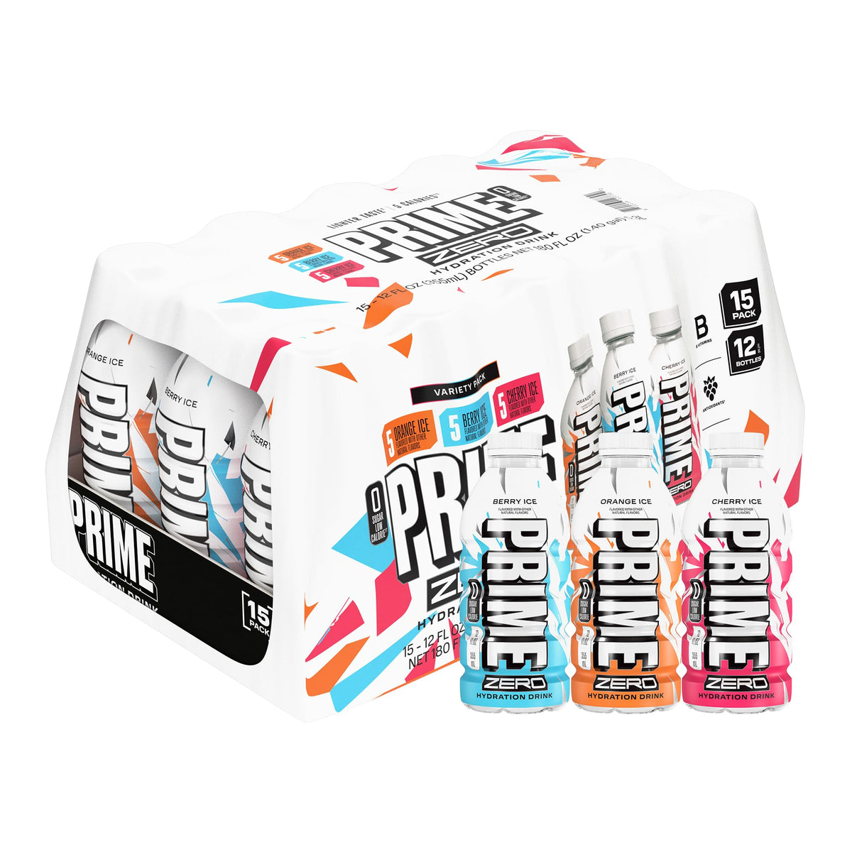 Prime ZERO Berry Ice bottle showcasing zero sugar hydration for workouts