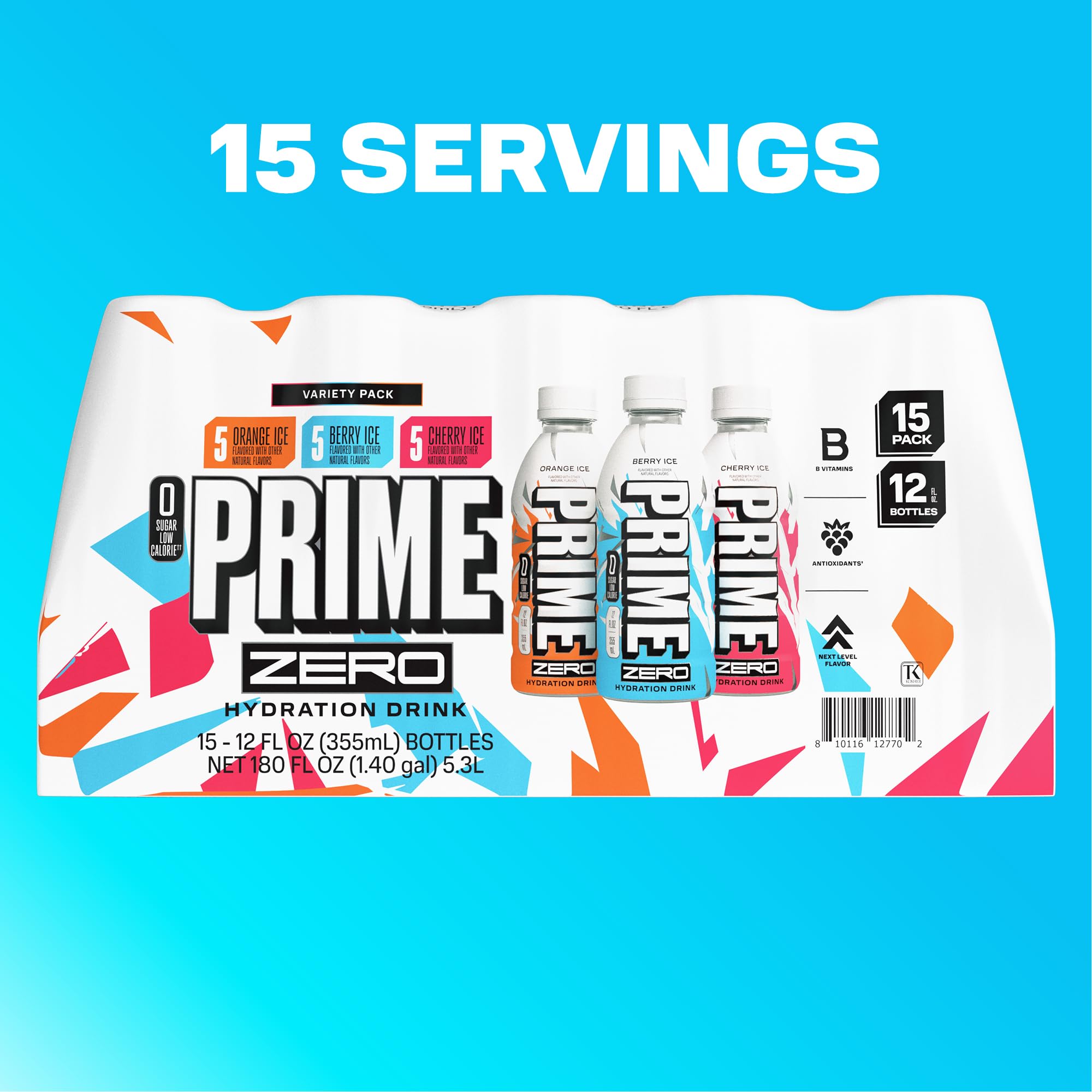 Prime ZERO caffeine-free hero shot reinforcing sugar-free hydration choice