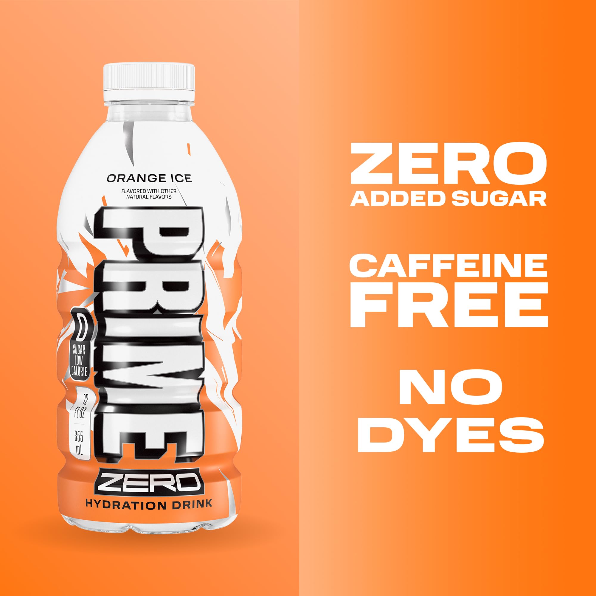 Prime ZERO label close-up highlights natural flavors and no artificial dyes