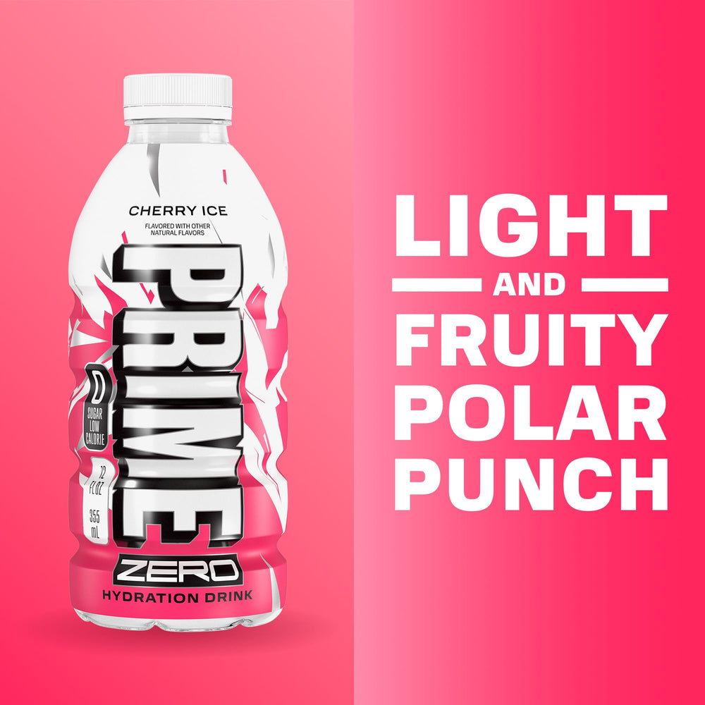 Prime ZERO Orange Ice bottle emphasizing caffeine-free hydration on hot days