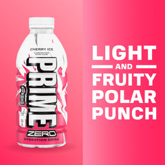 Prime ZERO Orange Ice bottle emphasizing caffeine-free hydration on hot days