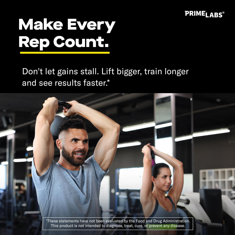 Prime Labs four-capsule daily serving supports consistent intake during workouts.