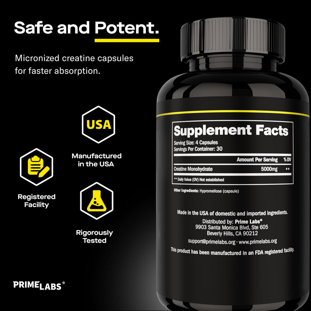 Prime Labs capsules on a gym bench suggest reliable post-workout recovery potential.