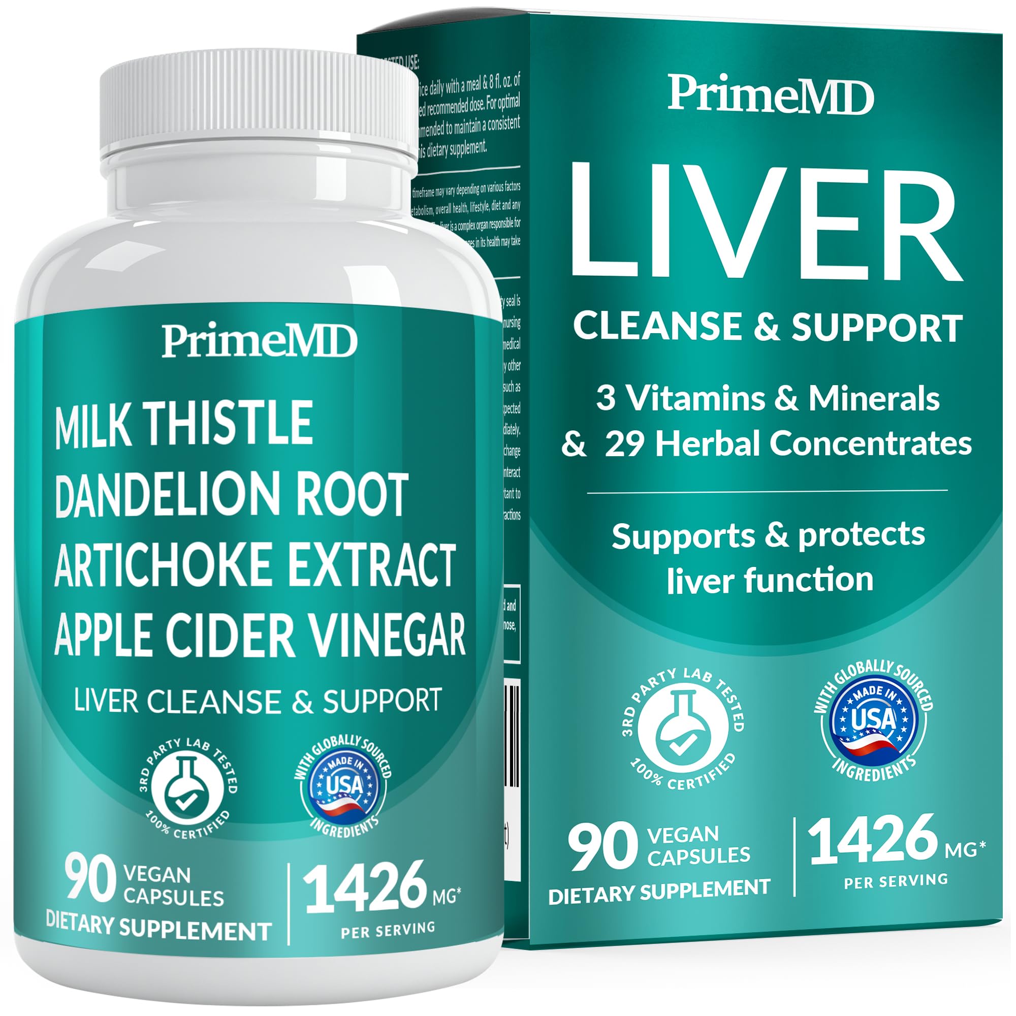 PrimeMD 32-in-1 liver support bottle front view for comprehensive liver care